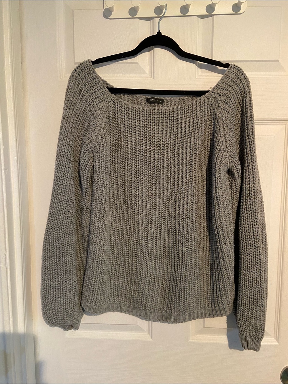 Trendyol Off-the-Shoulder Gray Knit Sweater